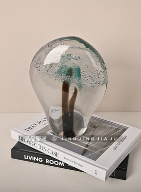 现代抽象水晶气泡墨水树书柜装饰摆件茶几电视柜摆设家具客厅摆件