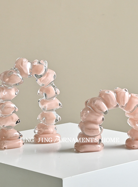 书桌台面装饰高级感拱门玻璃摆件