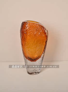 极简高档斜口水晶质感花瓶会所酒店客房装饰品插花器室内小花器