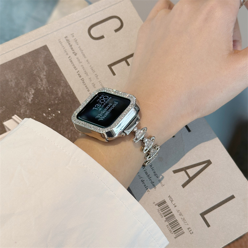 适用苹果手表iwatch8表带高级感西太后细款金属链条applewatch7-图2