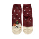 春秋冬季袜子女纯棉中筒袜韩国东大门可爱圣诞酒红色新年中腰短袜