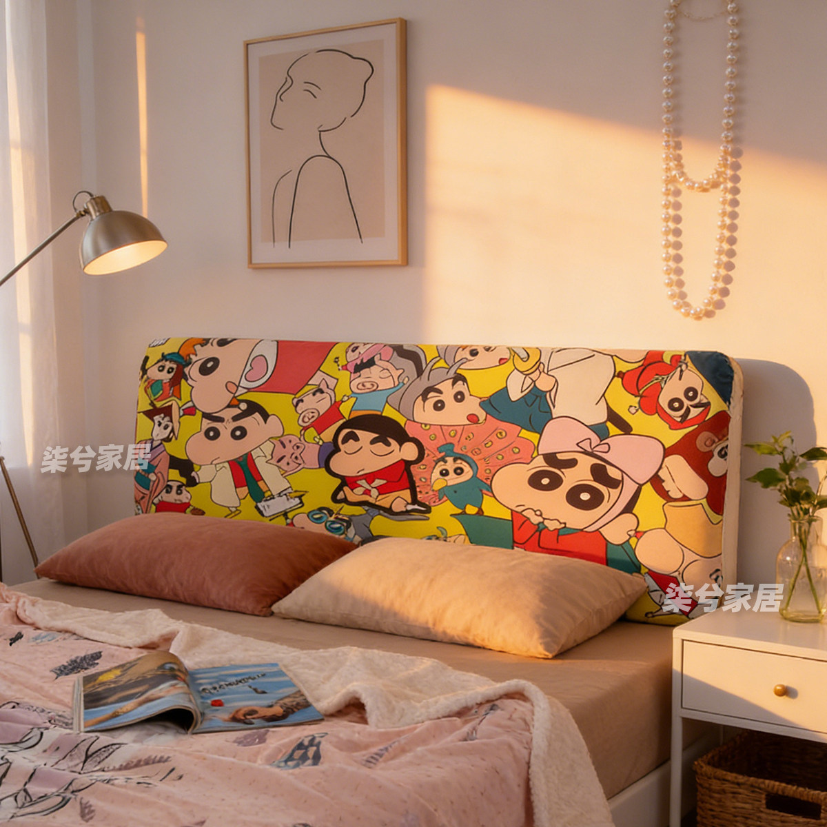 蜡笔小新床头套罩卡通儿童房木床头装饰保护套全包可爱万能通用款,淘宝优惠券,粉丝福利购,淘宝优惠卷