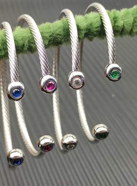 David Yurman大卫雅曼开口镶钻手镯欧美轻奢麻花手环高级感女3MM