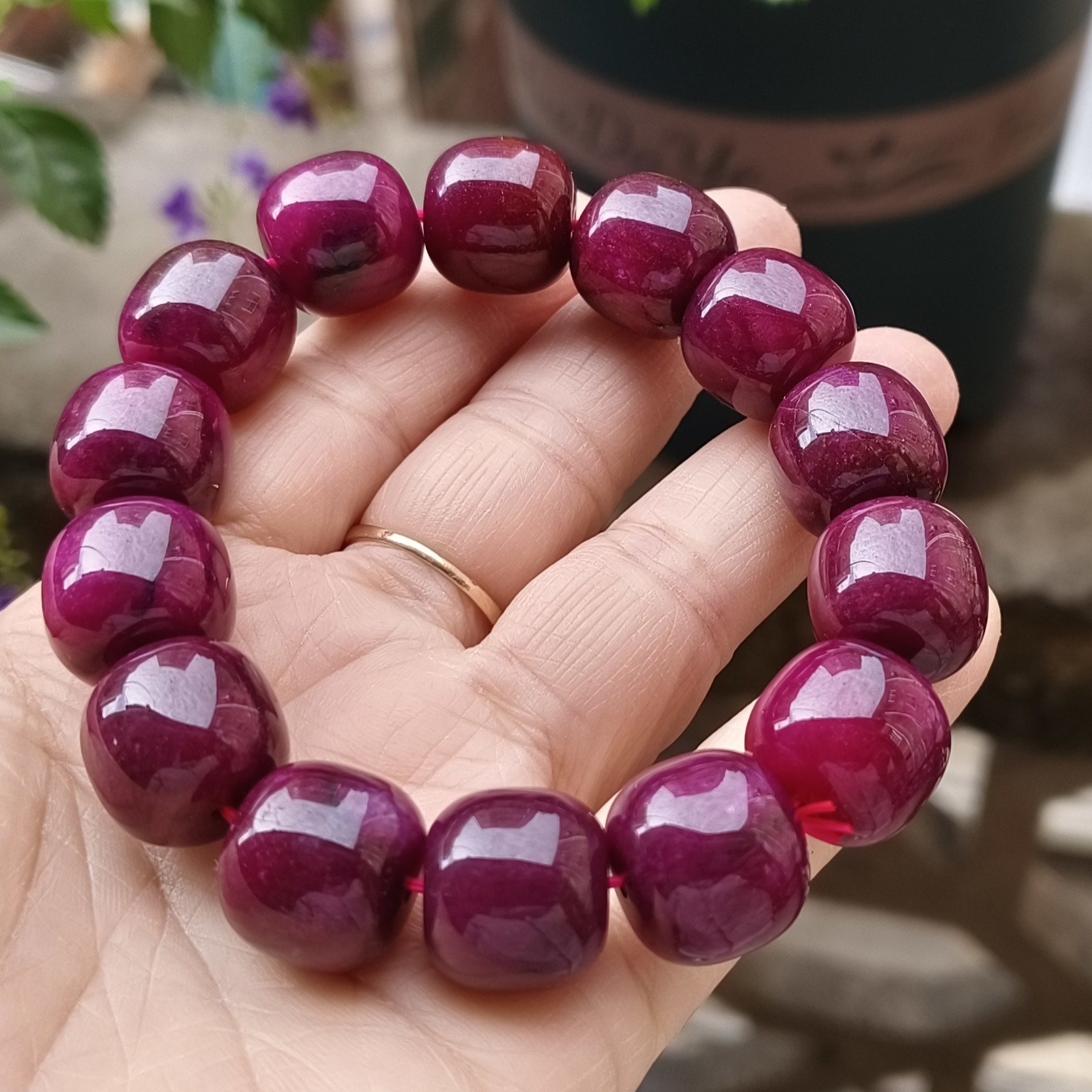 天然老矿 老油料 无加色无烧  红宝石 鸽血红红宝石 藏式桶珠手串,淘宝优惠券,粉丝福利购,淘宝优惠卷