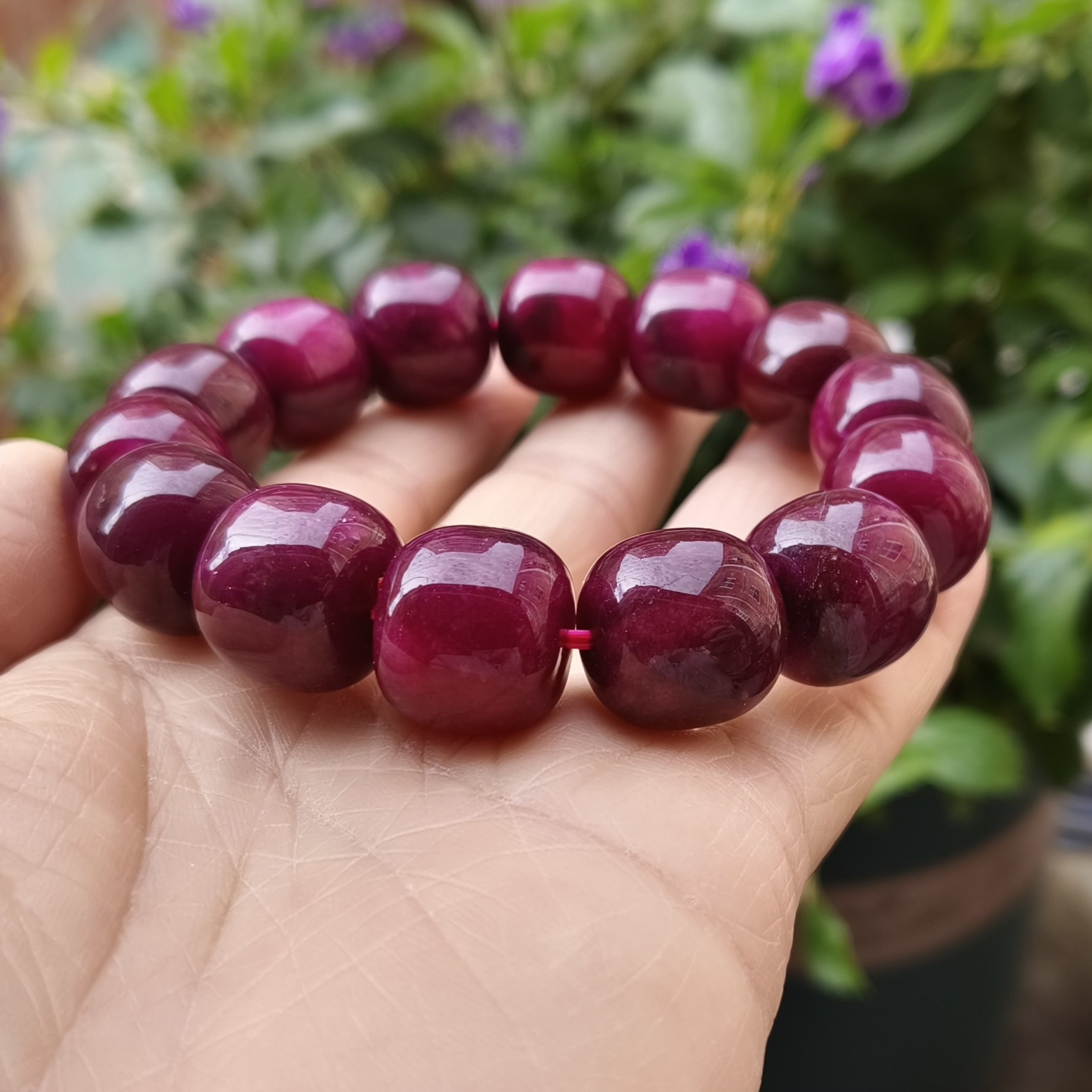 天然老矿 老油料 无加色无烧  红宝石 鸽血红红宝石 藏式桶珠手串,淘宝优惠券,粉丝福利购,淘宝优惠卷