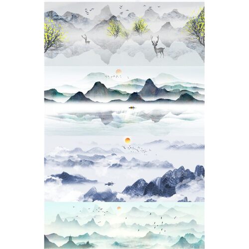 60款水墨背景墙意境中国风山水芯PSD背景墙画风景风景背景墙 - 图3
