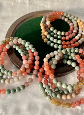 天然盐源绯红阿拉善玛瑙手链时尚小颗粒简约玛瑙多圈手串饰品百搭