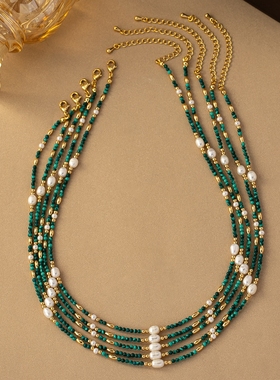 孔雀石设计款天然时尚简约项链