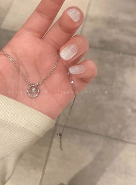 简约圆圈锆石项链女高级轻奢小众设计感百搭2023年新款锁骨链颈链