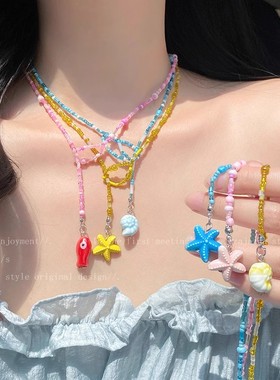 多巴胺彩色串珠项链女