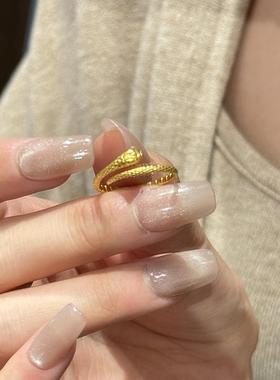 24k金暴富小灵蛇开口戒指