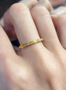 显白！18K素圈玫瑰金戒指女轻奢高级感不掉色爆款小众设计指环