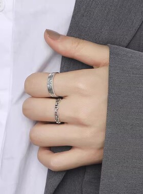 冷淡风复古罗马数字开口戒指女