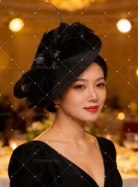 轻奢晚宴礼帽 新娘宴会造型头饰宴会派对礼帽 名媛风酒会头饰