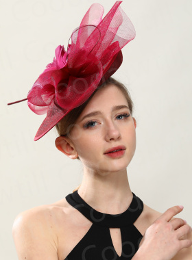 欧美复古网纱头饰新娘羽毛发饰T台走秀礼帽女士fascinator hat