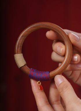 印度老山檀香民族风“吉祥”1.0手镯手工麻绳编织银祥云吊坠礼物