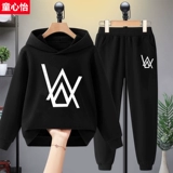 Детская черная толстовка с капюшоном для мальчиков, демисезонный комплект, флисовый удерживающий тепло пуховик, подходит для подростков, детская одежда