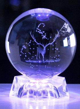 朋友浪漫照片麋鹿水晶球定制logo