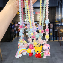 Children Shine Necklace Bracelet Suit Princess Ornaments Baby Cartoon Cute Accessories Girl Birthday Gift Toy