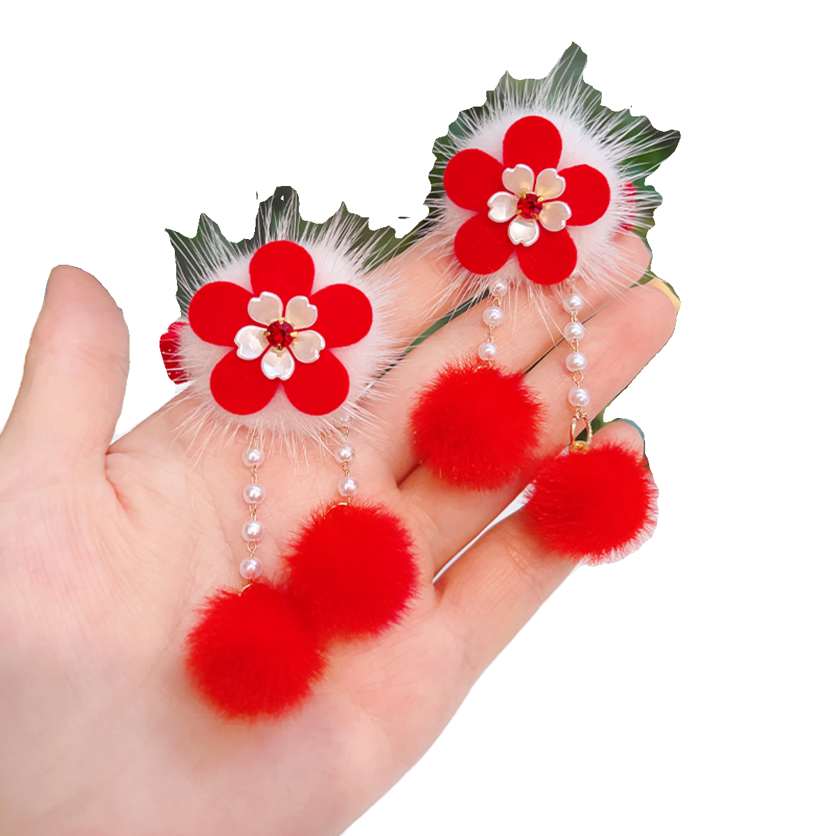 中国风儿童新年发夹宝宝花朵对夹小女孩汉服流苏头饰可爱古风发卡,淘宝优惠券,粉丝福利购,淘宝优惠卷