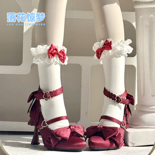三团】落花惊梦Lolita原创【风铃舞曲】气质高跟鞋异形跟lo鞋高跟 - 图2