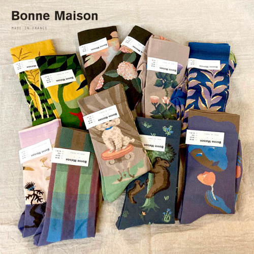 正品现货法国进口品牌授权Bonne Maison小众文艺轻奢埃及棉中筒袜 - 图0