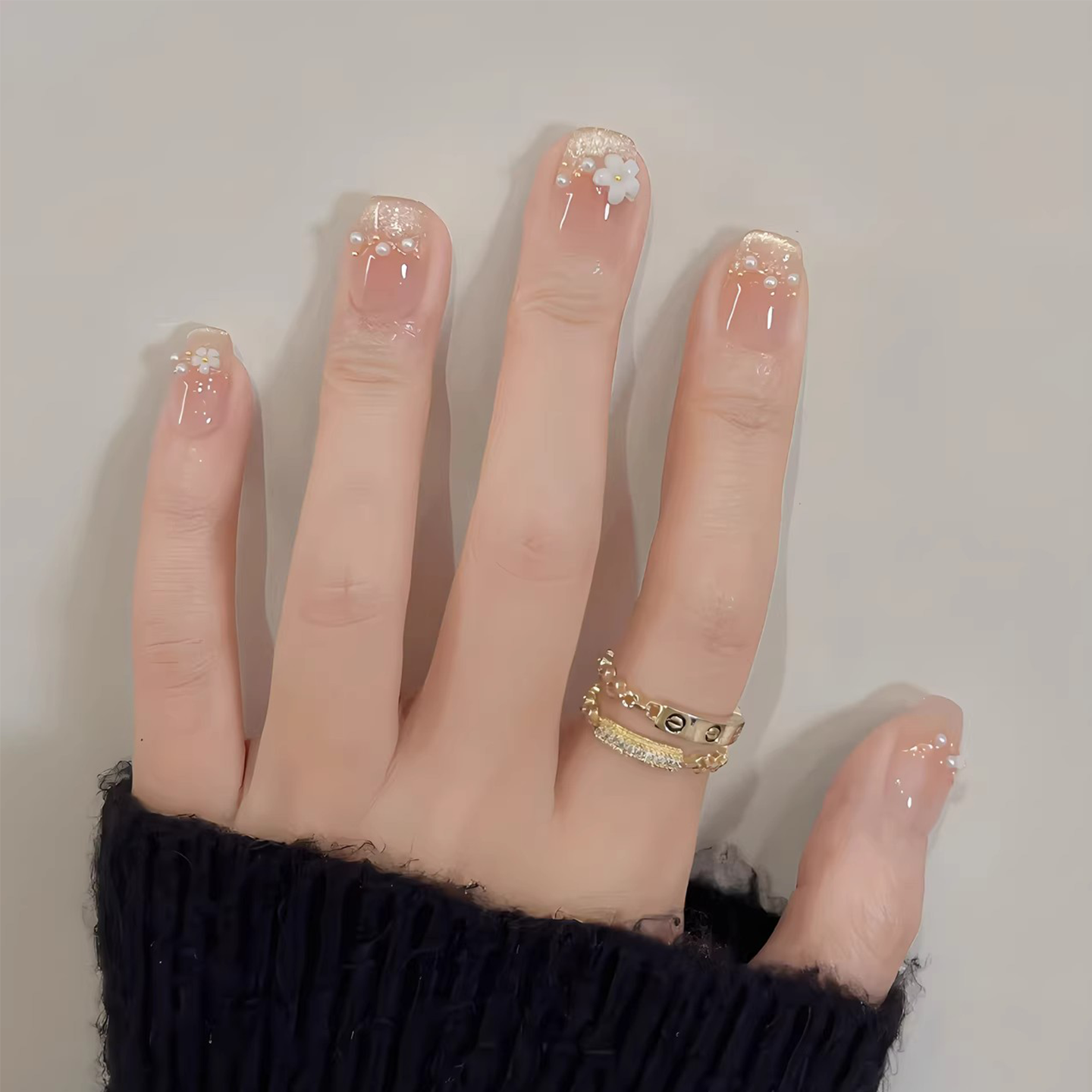 手工穿戴甲法式猫眼高级感腮红显白甜美春日花花美甲学生指甲贴片,淘宝优惠券,粉丝福利购,淘宝优惠卷