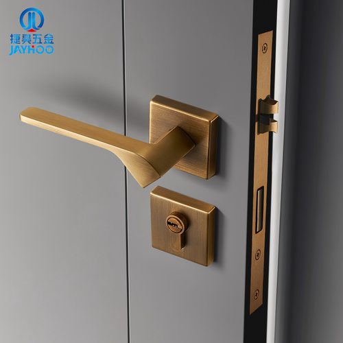 捷昊卧室门锁室内房间木门锁具72锁体家用通用型法式黄古铜门把手 - 图1