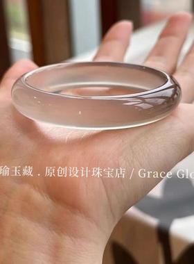 纯天然高冰透玛瑙手镯香槟翡翠