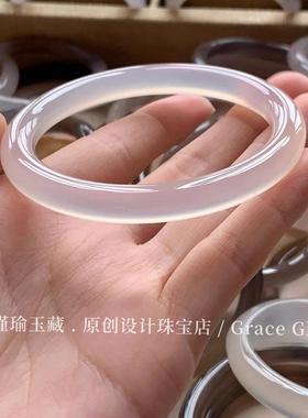 天然高冰玛瑙手镯美人条白月光