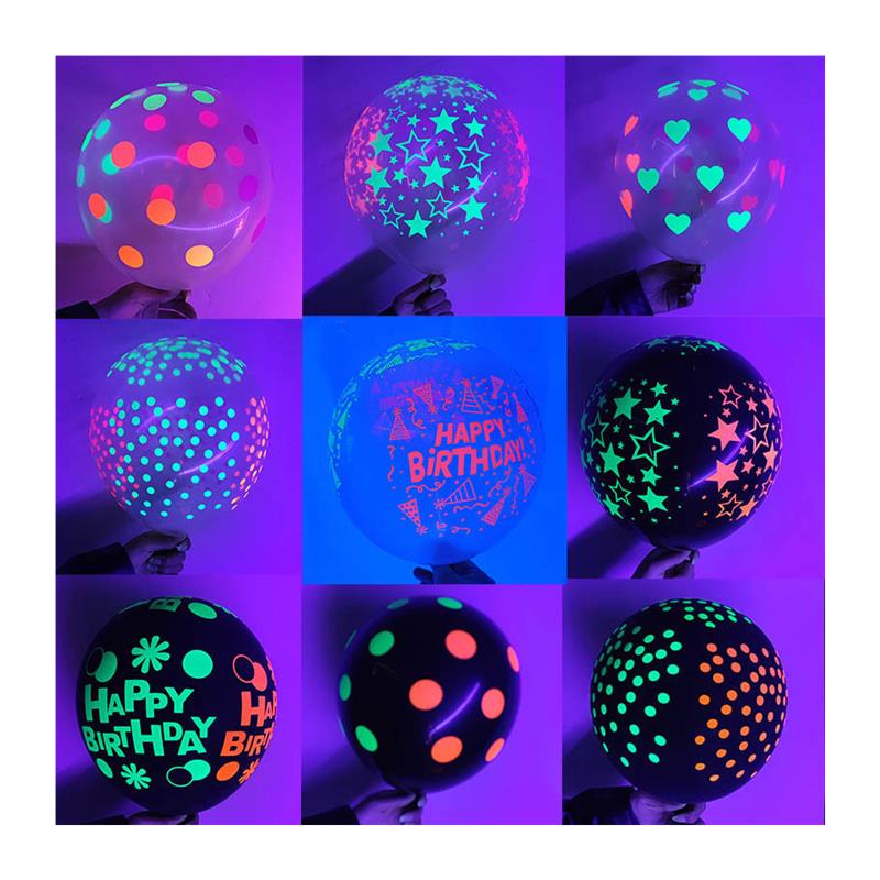 10pcs 12inch UV Neon Glow Latex Balloons Happy Birthday - 图3