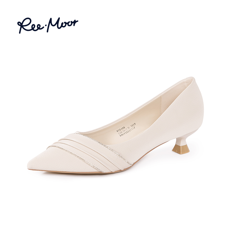 reemoor尖头粗跟裸色高跟鞋法式平底单鞋2026年春夏新款时尚百搭,淘宝优惠券,粉丝福利购,淘宝优惠卷