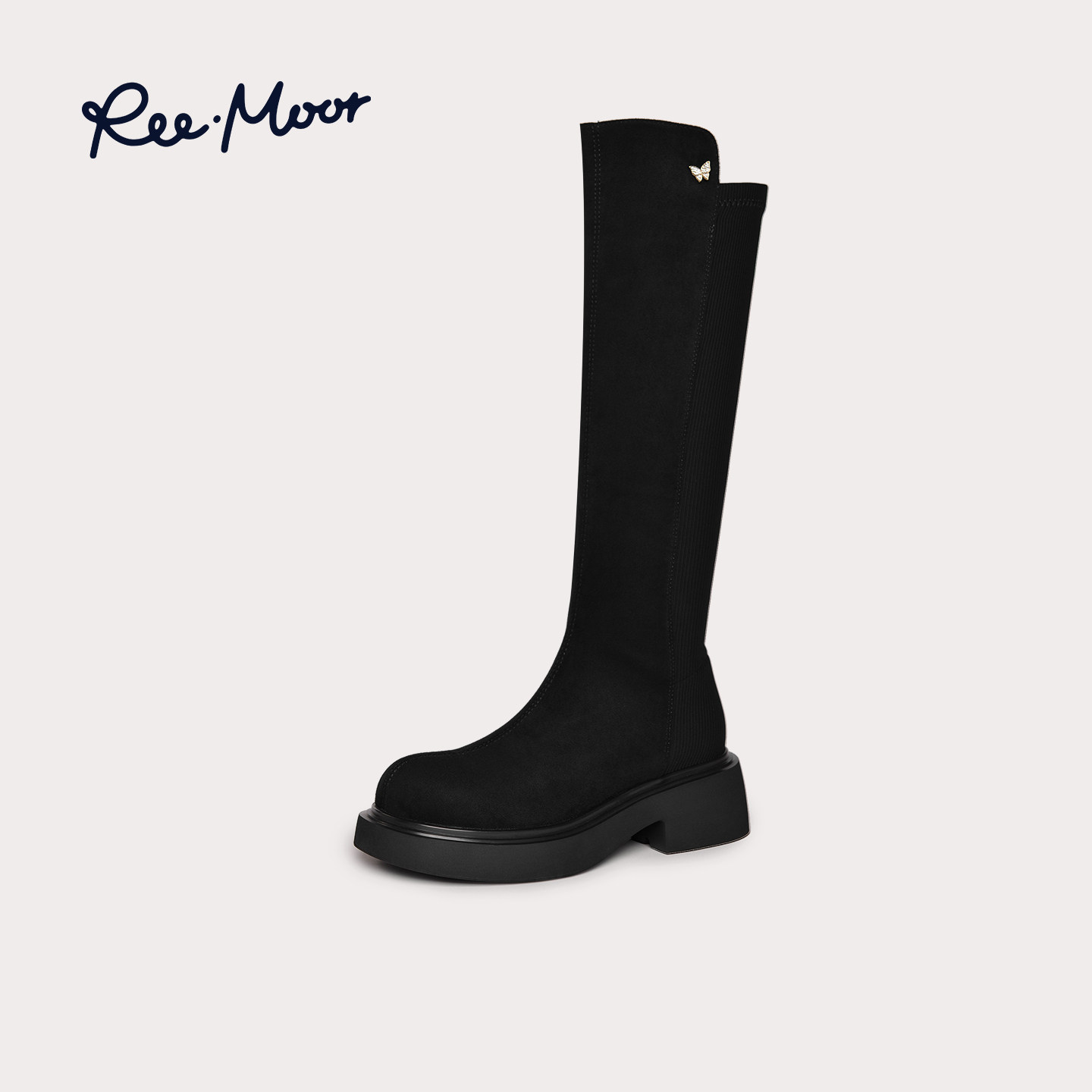 REEMOOR睿慕2025冬季新款英伦风圆头粗跟厚底增高长筒靴骑士靴女,淘宝优惠券,粉丝福利购,淘宝优惠卷