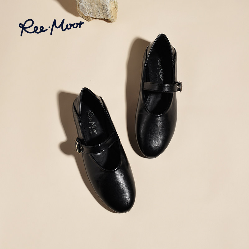 reemoor一字带银色玛丽珍女鞋2026年春夏新款浅口平底单鞋睿慕,淘宝优惠券,粉丝福利购,淘宝优惠卷