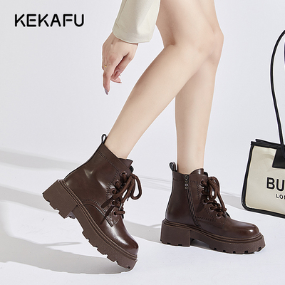 珂卡芙23冬季新款加绒马丁靴