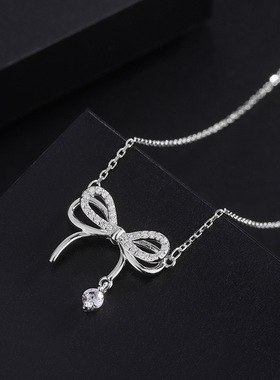 蝴蝶结项链女s925银小众高级感女