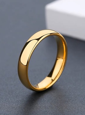 素圈钛钢仿黄金戒指4mm闭口男女