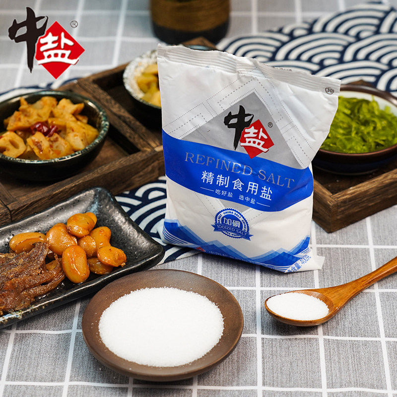 中盐精制加碘盐食用食盐家用盐400g*6袋食用盐正品家用炒菜细盐巴_虎窝淘
