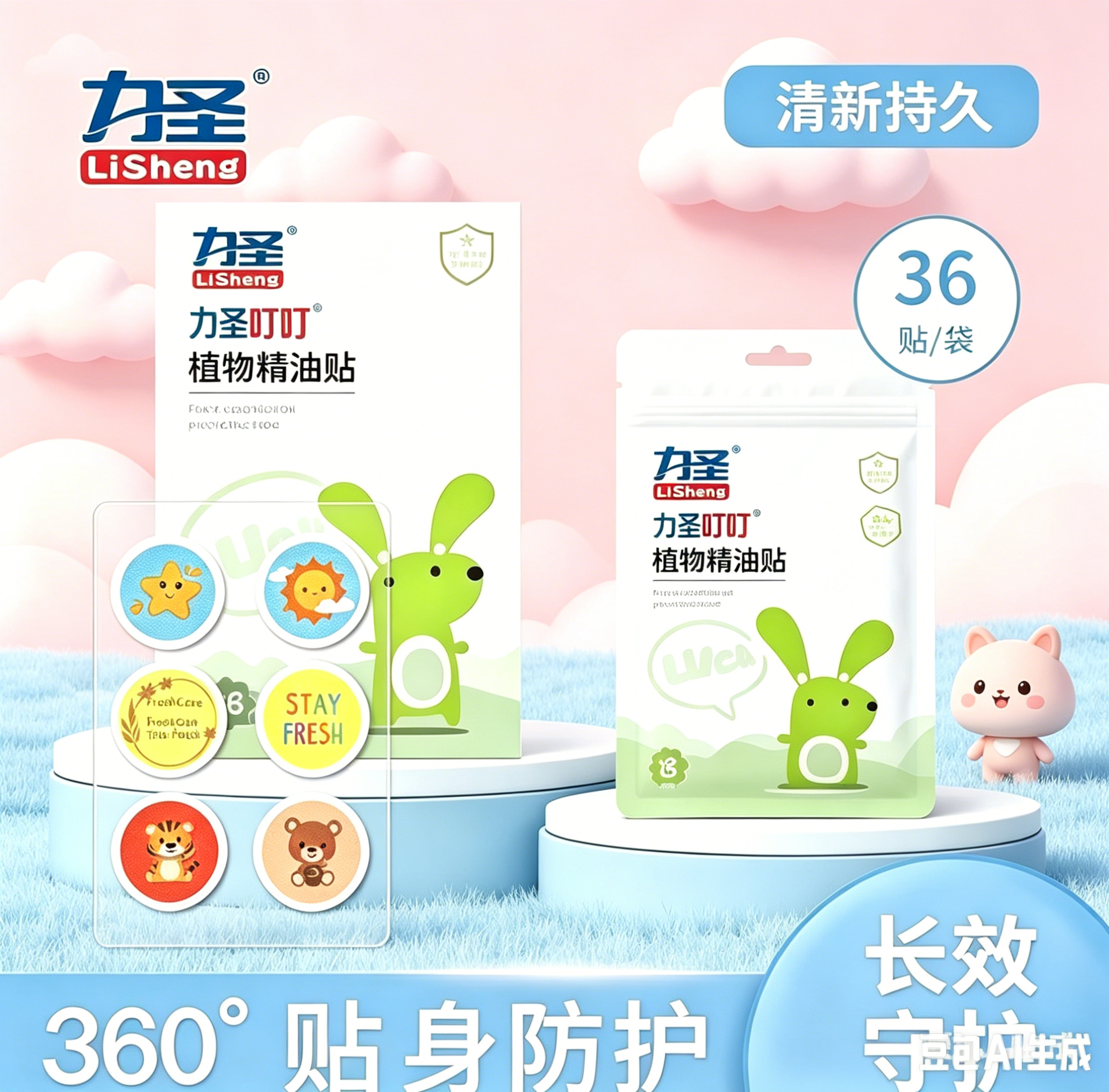 【力圣】植物精油贴便携式卡通夏季户外随身贴