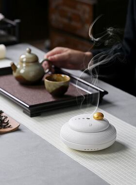 静之自然枯山水盘香炉禅意摆件