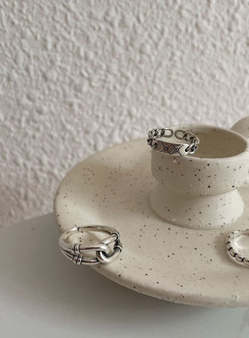 韩国ins风小众设计感指环戒指女网红简约冷淡风链条S925纯银手饰