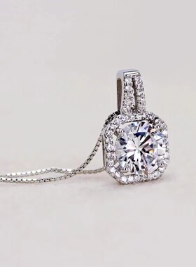 莫桑钻一克拉方包锁骨链防过敏下