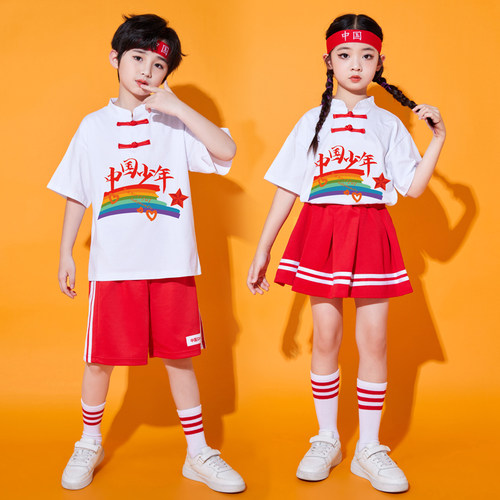 儿童啦啦队演出服装幼儿园舞蹈合唱表演服小学生运动会开幕式班服 - 图1