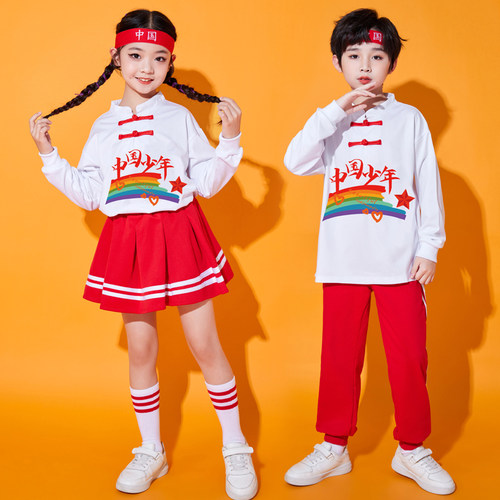 儿童啦啦队演出服装幼儿园舞蹈合唱表演服小学生运动会开幕式班服 - 图3