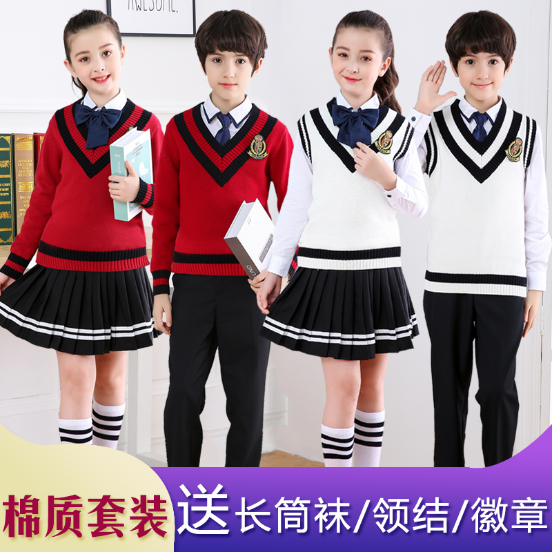 中小学生大合唱演出服装儿童诗歌朗诵英伦校服幼儿园服运动会班服-图0