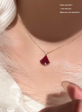 贝母扇子裙子项链满钻银色锁骨闪钻气质感轻奢简约潮送女友链饰品