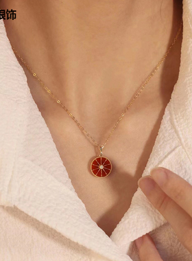 十芒星项链鞠婧祎同款红玛瑙吊坠轻奢高级送女友礼物锁骨链女新款