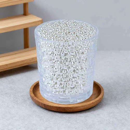 S999足银珠子按克散珠光珠纯银配件DIY手链编绳小圆珠银珠 - 图1