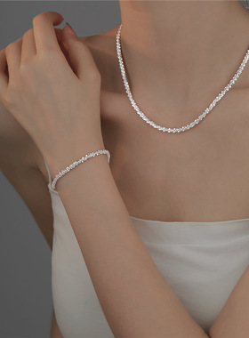 重工碎银子满天星s925纯银爆款项链气质高级感女轻奢蛇骨小众锁骨