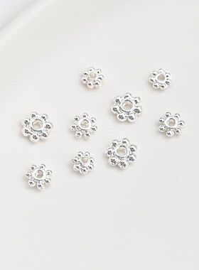 S925纯银雪花片银色隔珠片